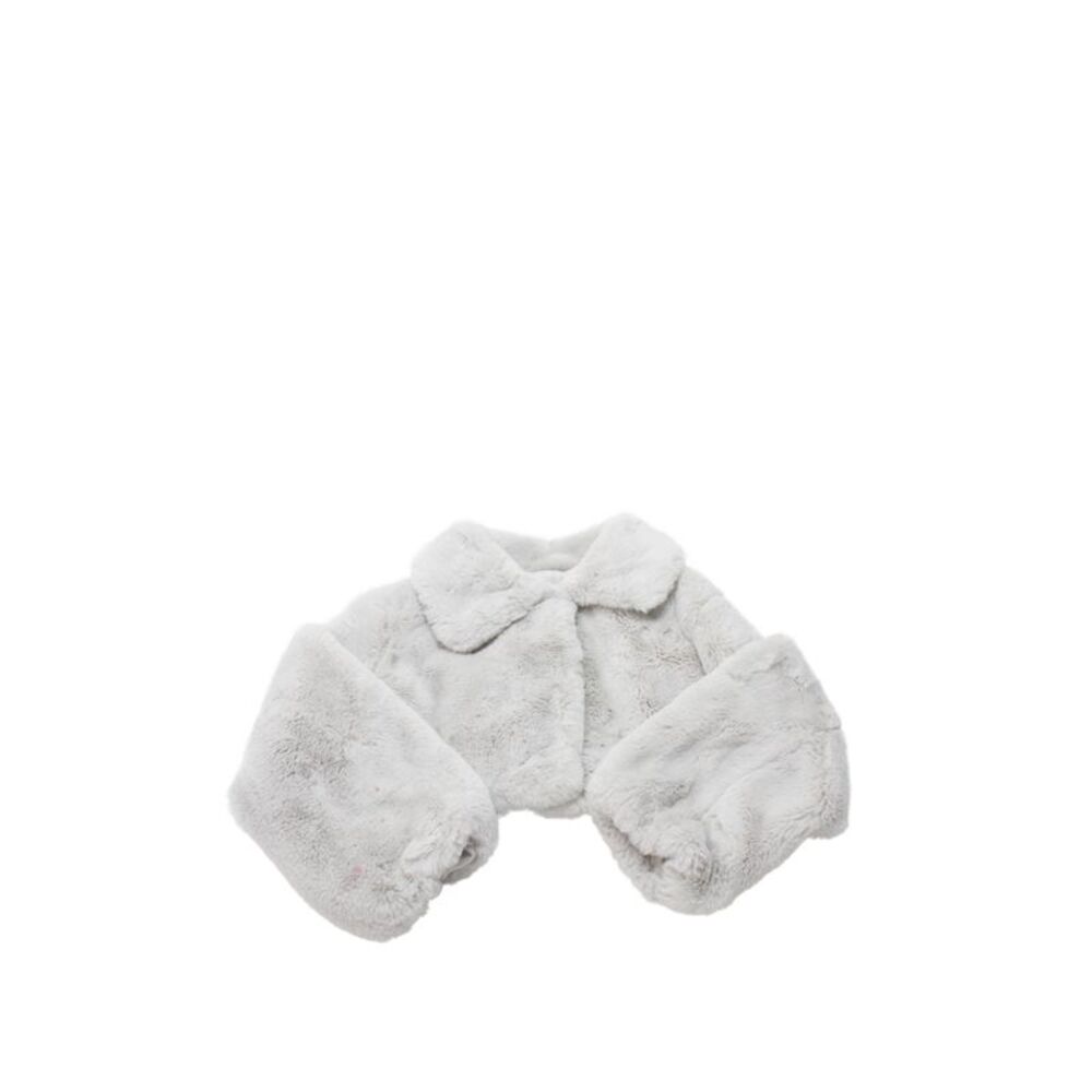 Monnalisa Girls Faux Cur Cropped Jacket Light Gray Size 7